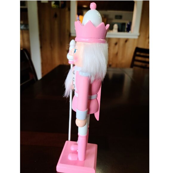 Pink Christmas Nutcracker Soldier Holiday Decor Wooden Statue Xmas Decoration - Picture 12 of 12